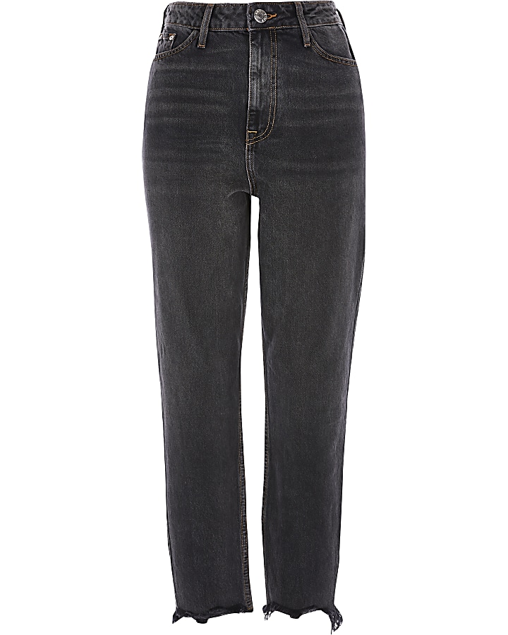 Black washed Carrie high rise Mom jeans