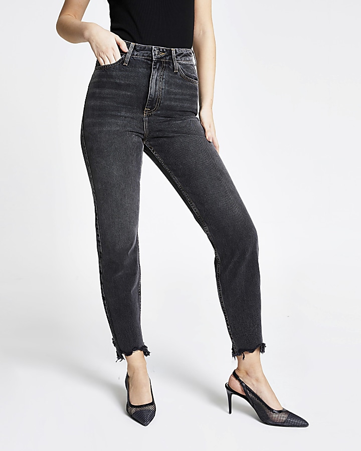 Black washed Carrie high rise Mom jeans