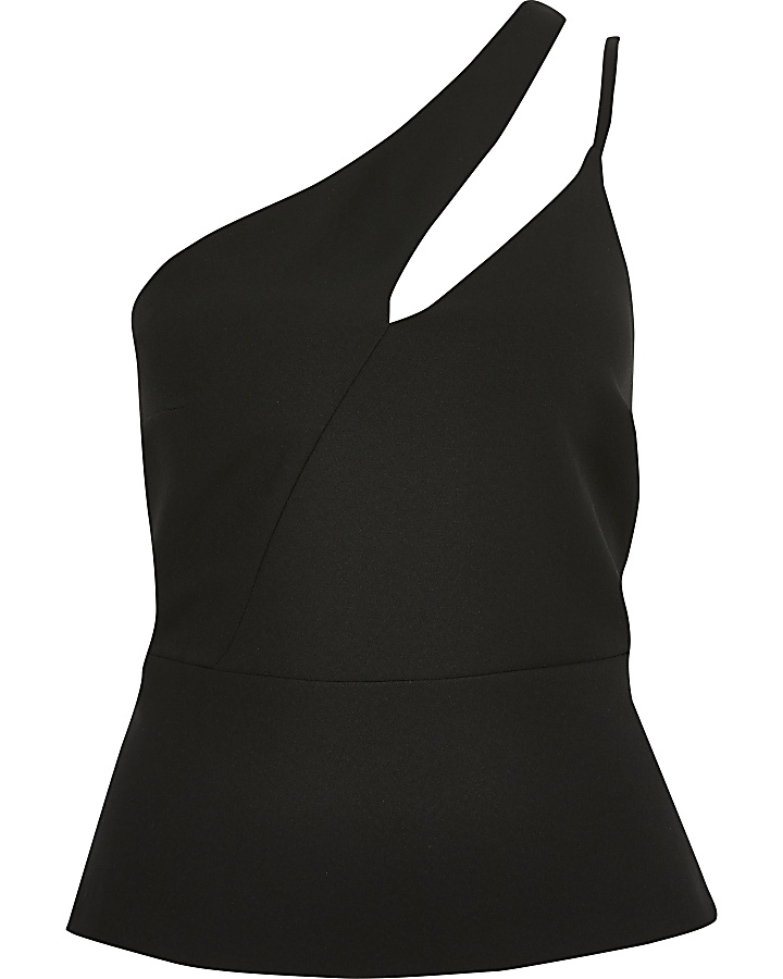 Black one cut out shoulder fitted top