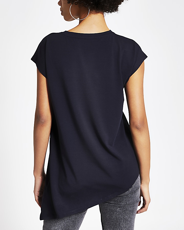 Navy 'Chanceaux' embellished T-shirt