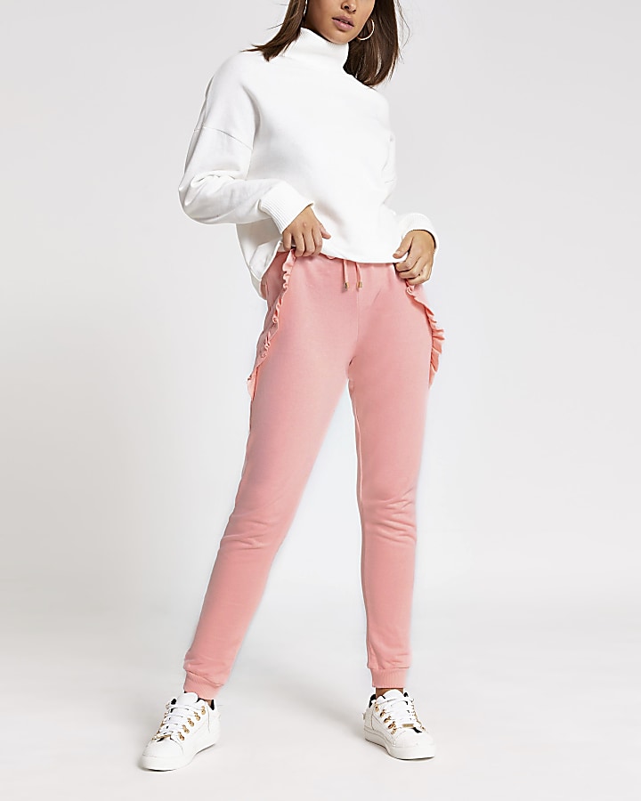 Bright pink frill side loose fit joggers