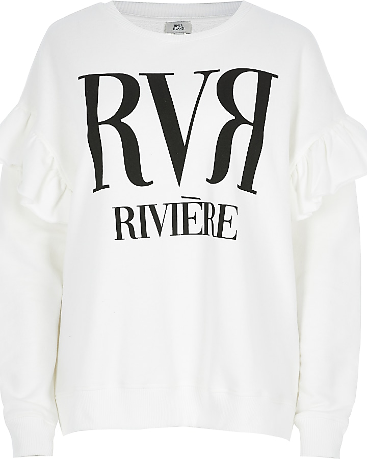 Cream RVR frill shoulder sweatshirt