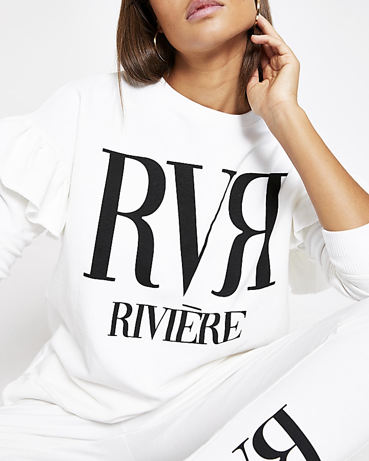 Cream RVR frill shoulder sweatshirt