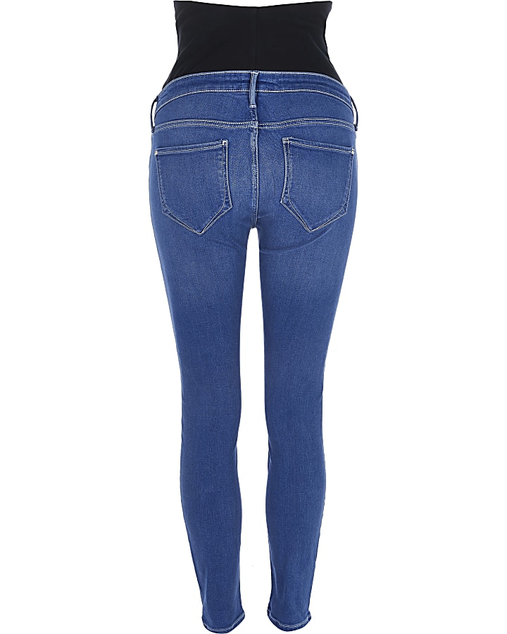 Bright blue Molly overbump maternity jeggings
