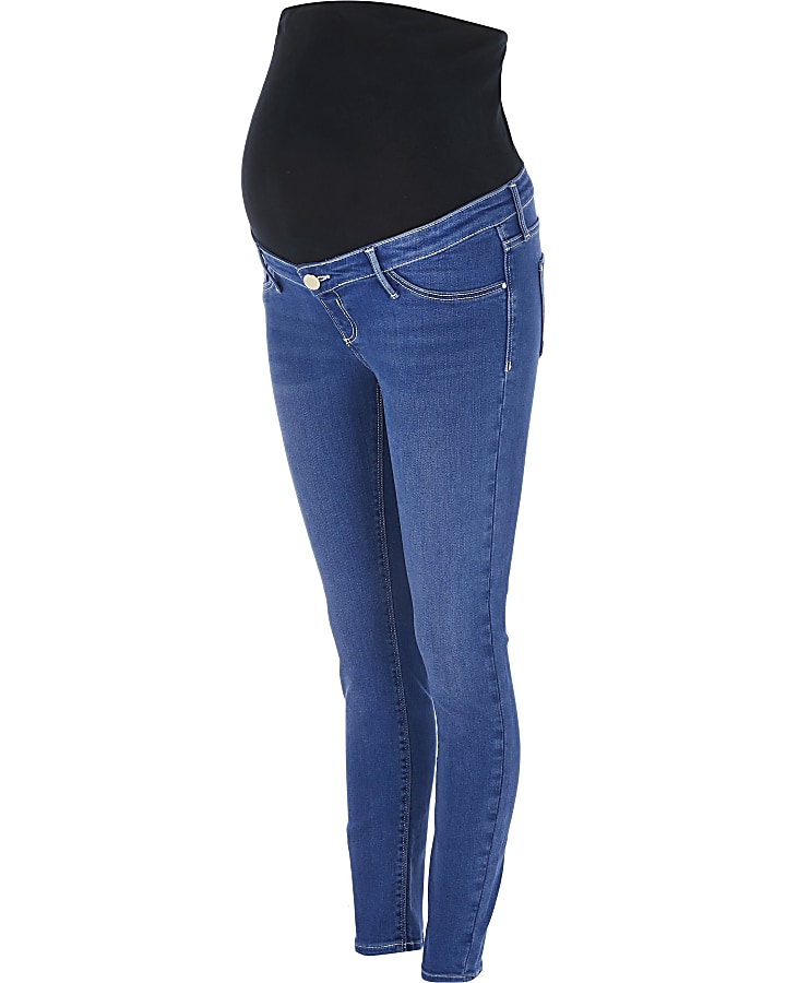 Bright blue Molly overbump maternity jeggings