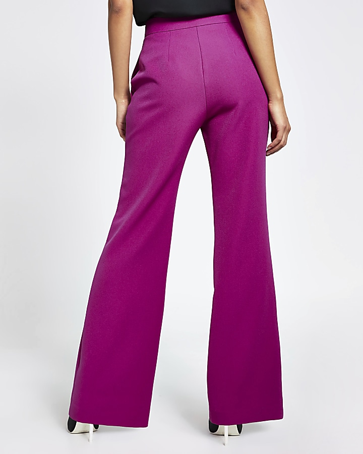 Purple structured flare trousers