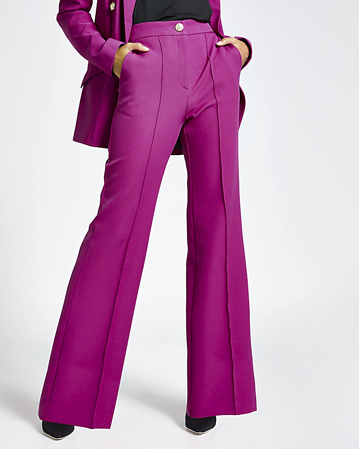 Purple structured flare trousers