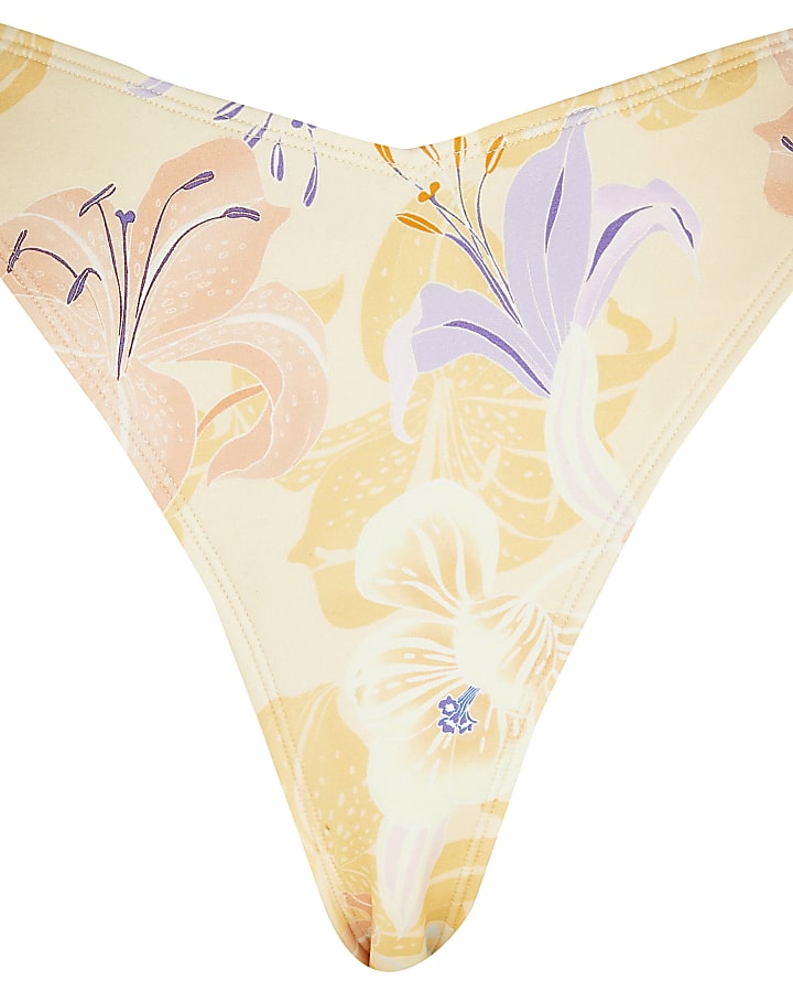 Yellow floral high leg bikini bottoms