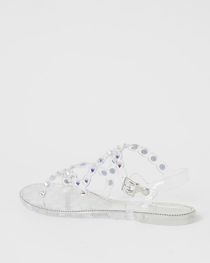 Clear diamante jelly sandals