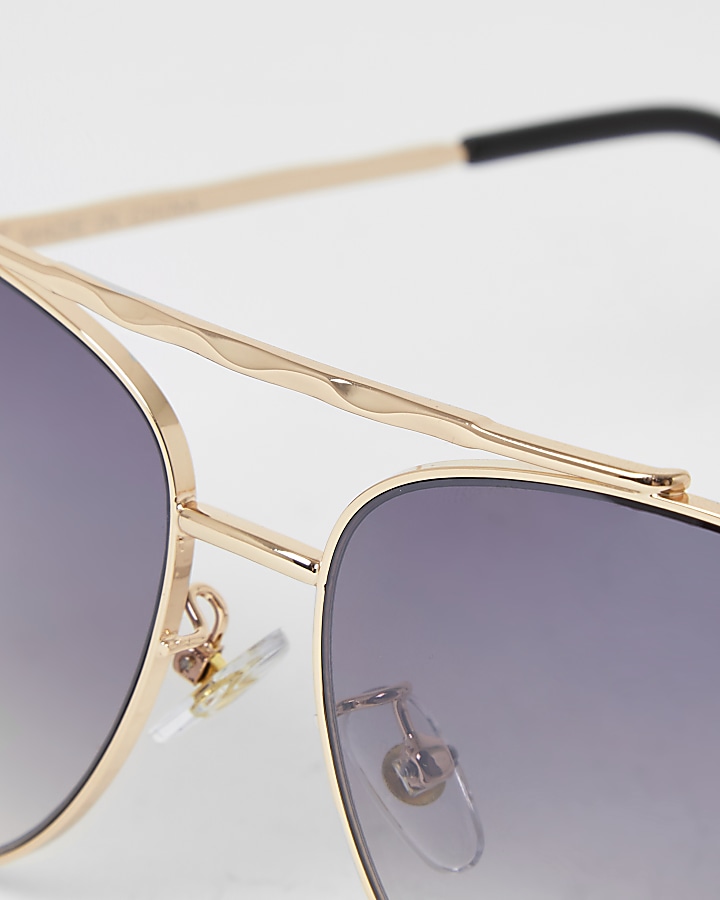 Gold twisted brow aviator sunglasses