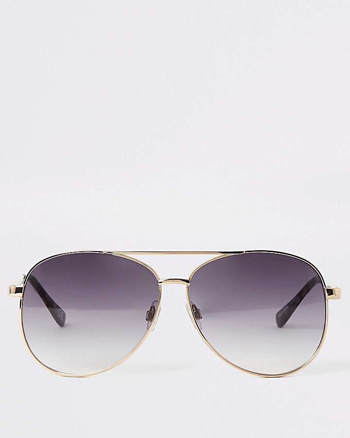 Gold textured arm aviator sunglasses