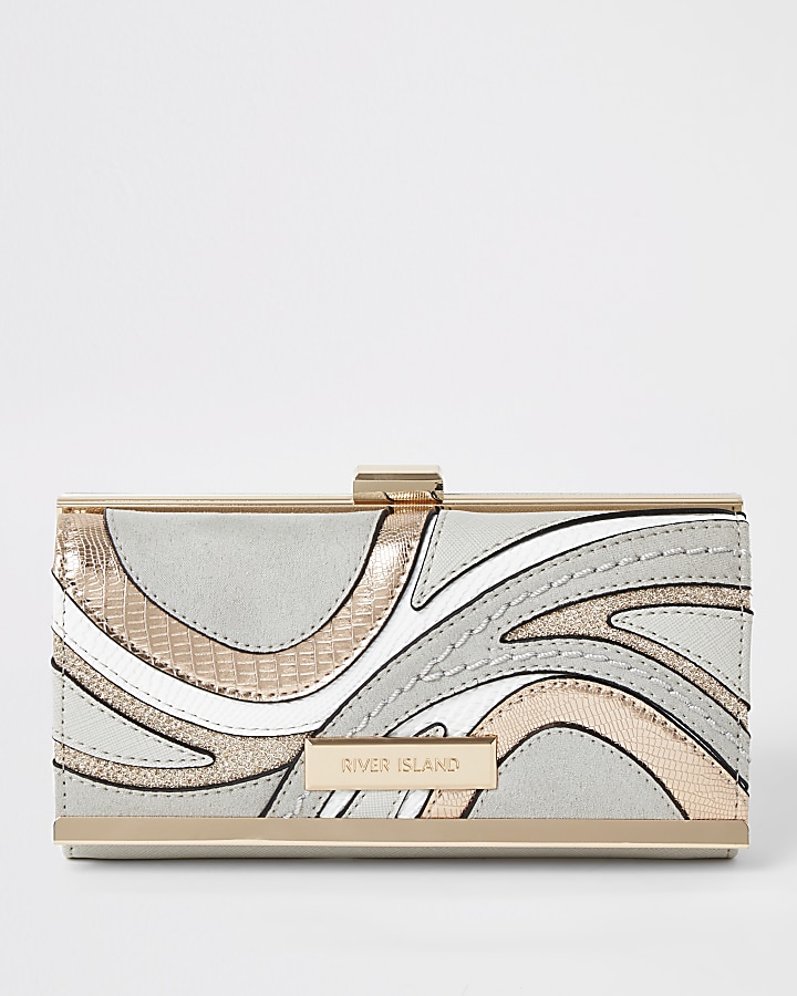 Grey swirl cutabout cliptop purse