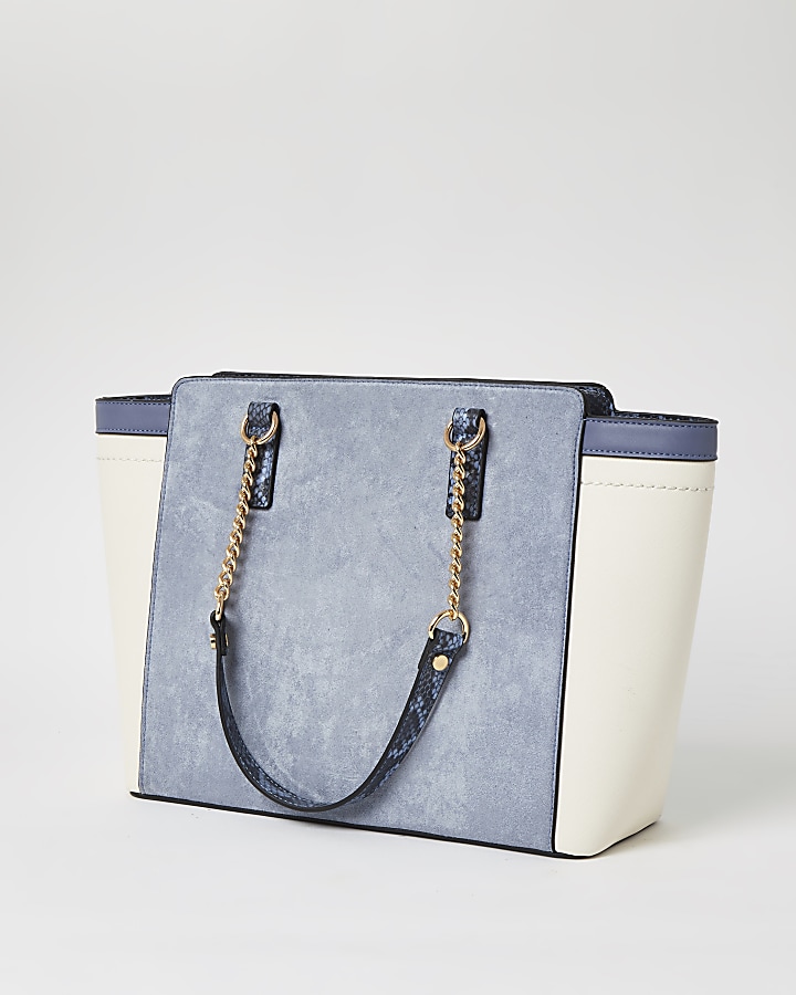 Blue panelled wing tote bag
