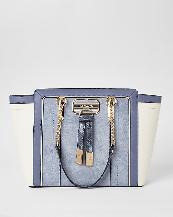Blue panelled wing tote bag