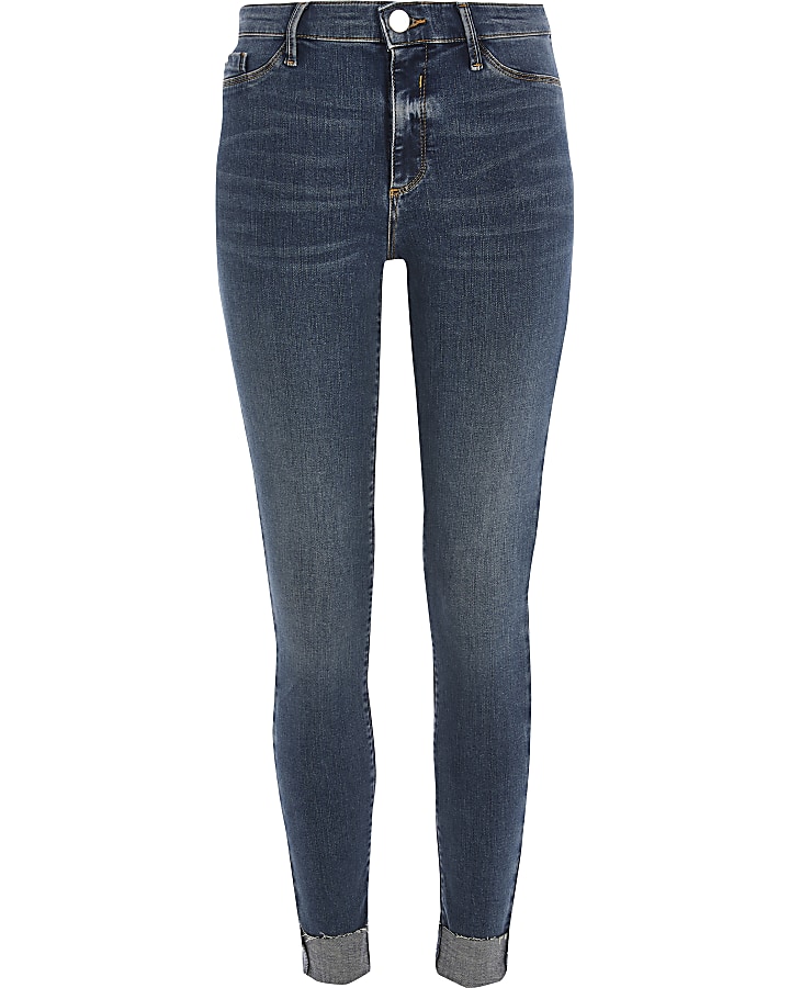 Blue turn-up Molly mid rise jeggings