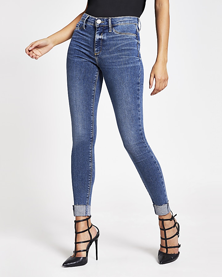 Blue turn-up Molly mid rise jeggings