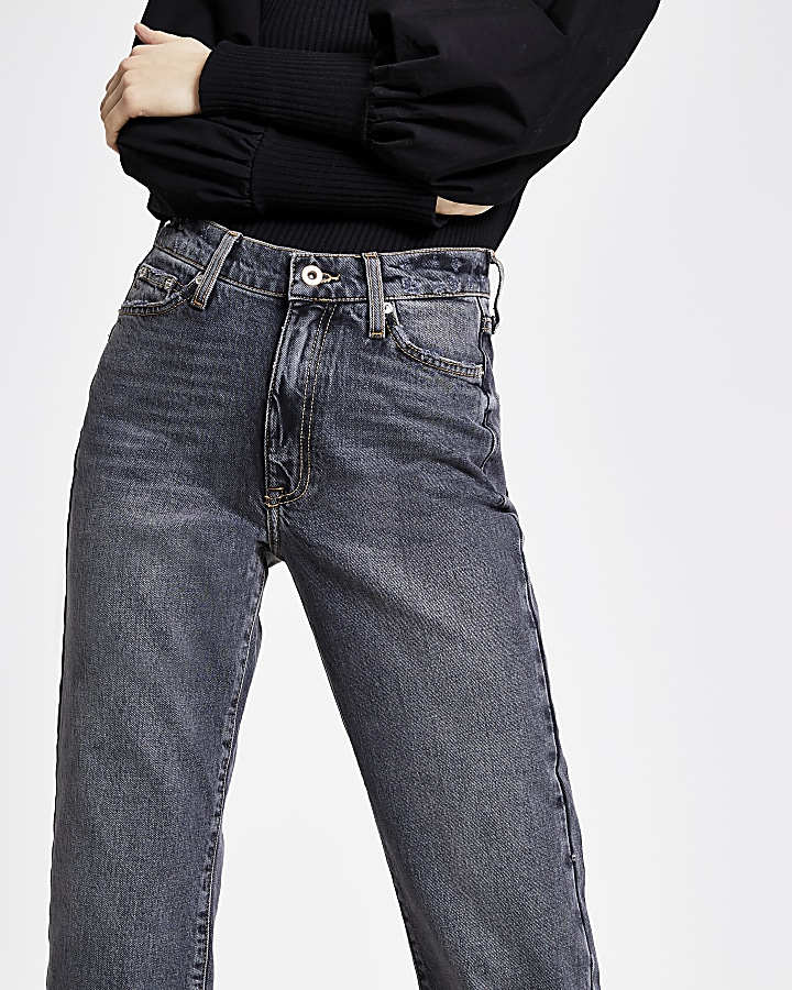 Black washed Blair high rise straight jeans