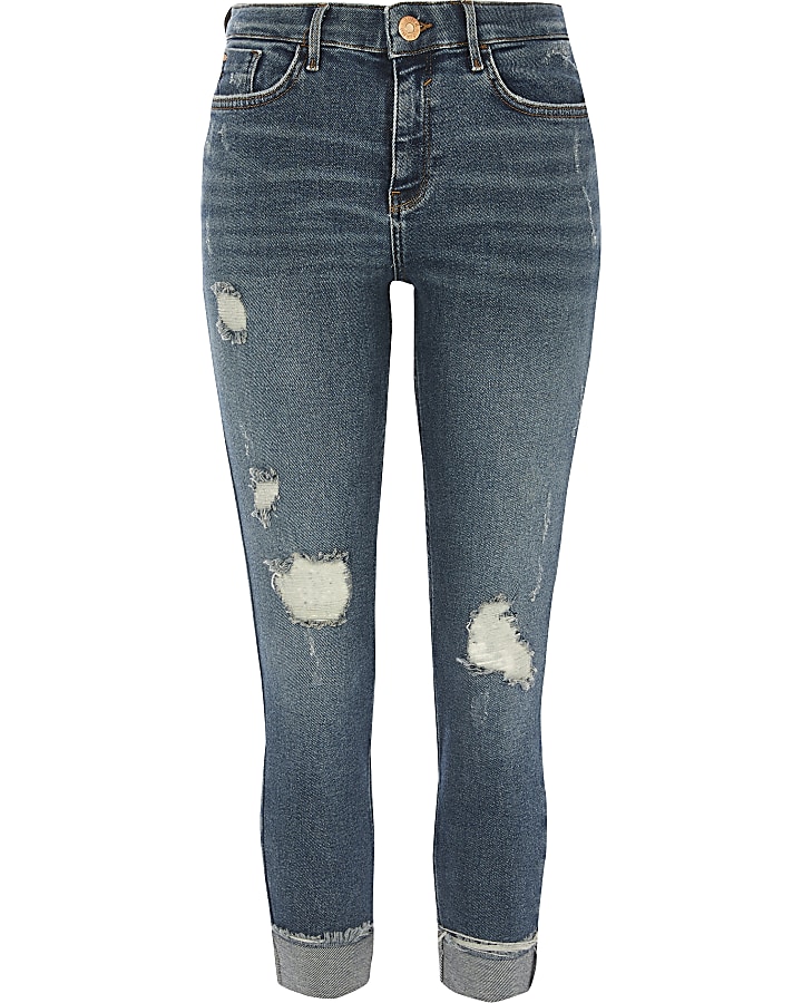 Blue ripped Amelie super skinny jeans