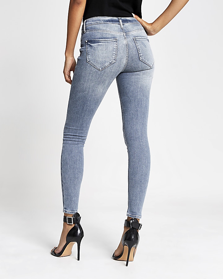 Grey ripped Molly mid rise jeggings