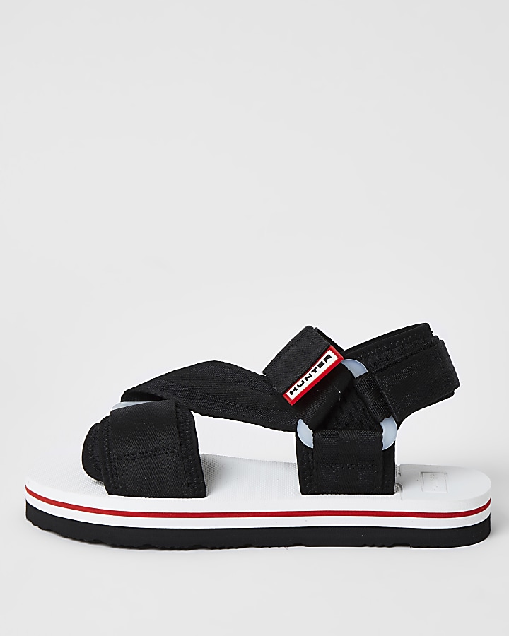 Hunter Originals black velcro strappy sandals