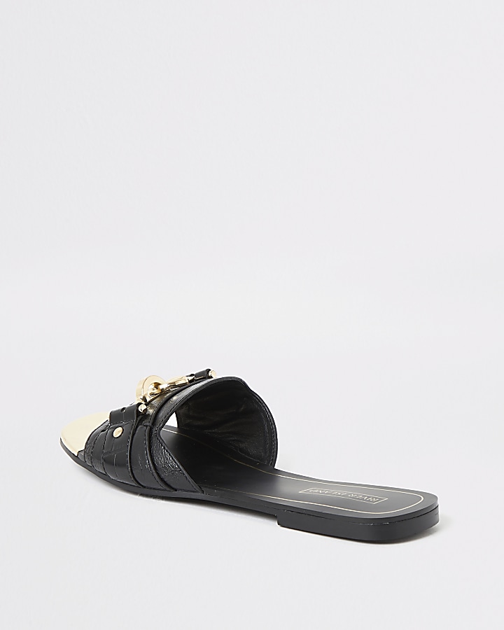Black  snaffle front open toe sandals