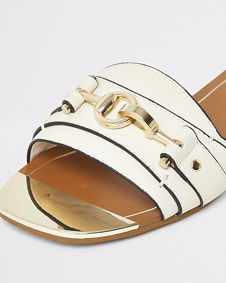 Cream snaffle front open toe sandals
