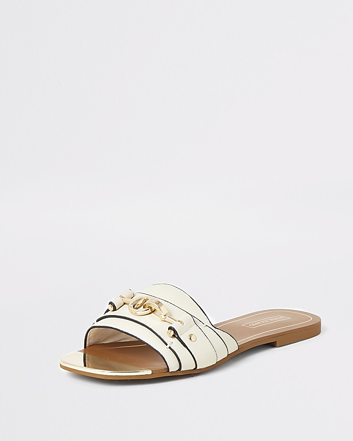 Cream snaffle front open toe sandals