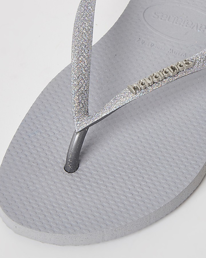 Havianas Grey Glitter Slim Flip Flops