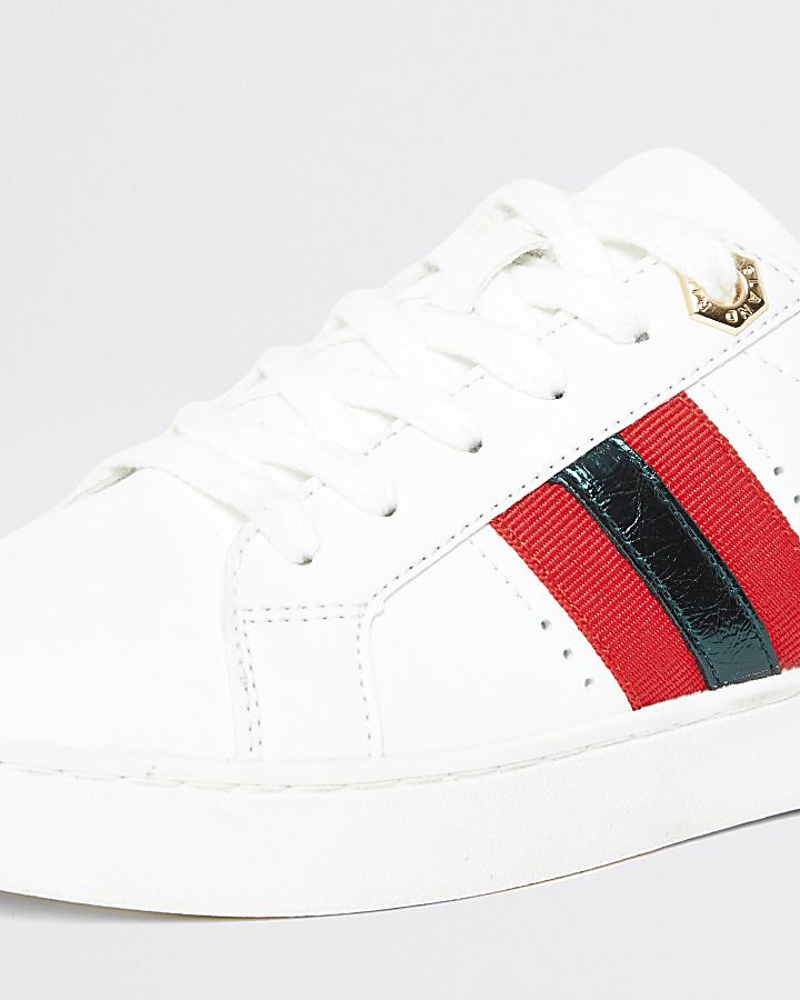 White stripe side lace-up trainers