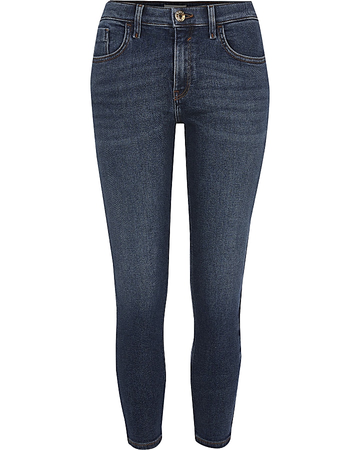 Petite dark blue Amelie super skinny jeans