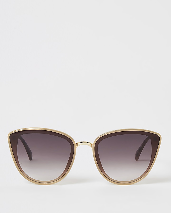 Beige textured arm cateye sunglasses