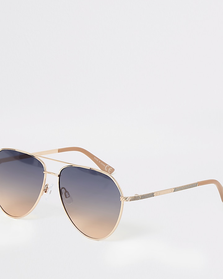 Gold aviator blue lens sunglasses