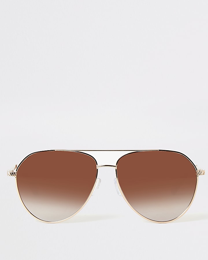 Rose gold tinted aviator sunglasses
