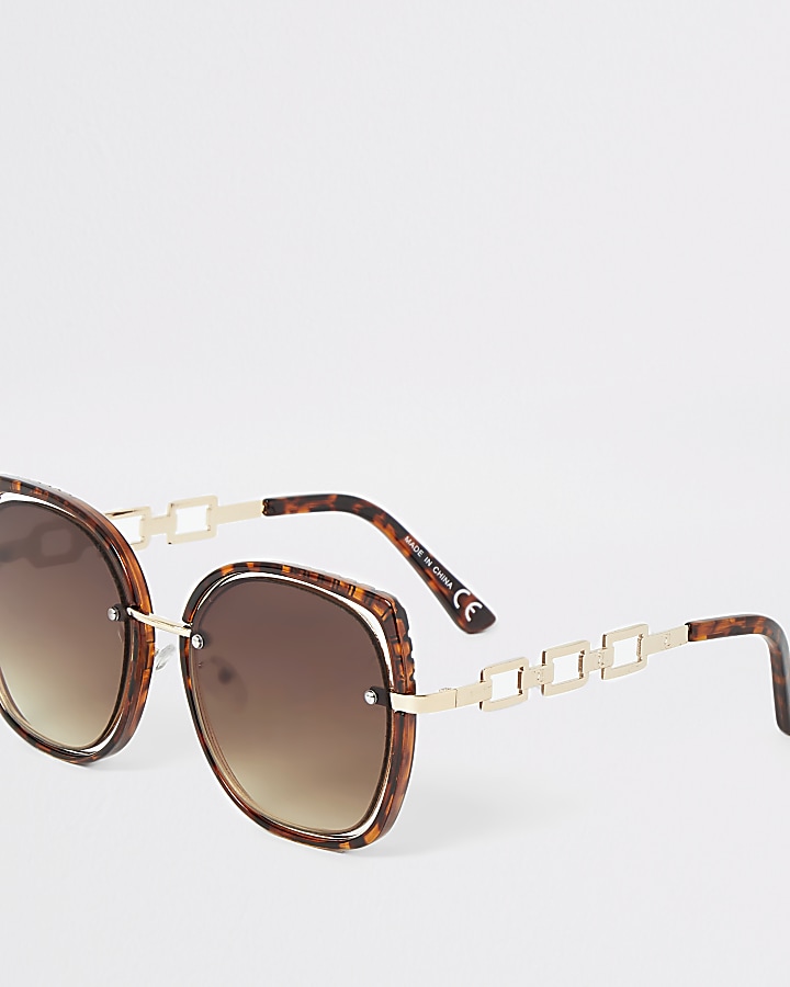 Brown tortoiseshell suspended glam sunglasses