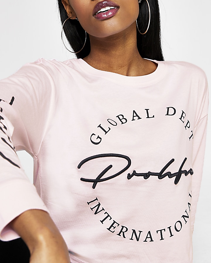Prolific pink long sleeve cropped T-shirt