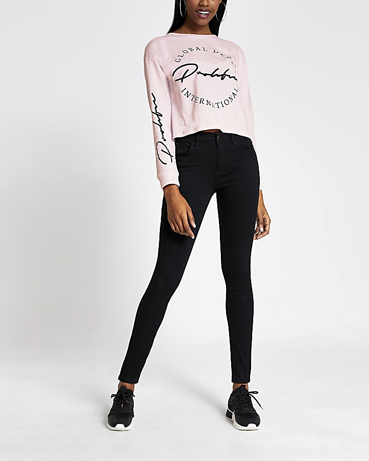 Prolific pink long sleeve cropped T-shirt