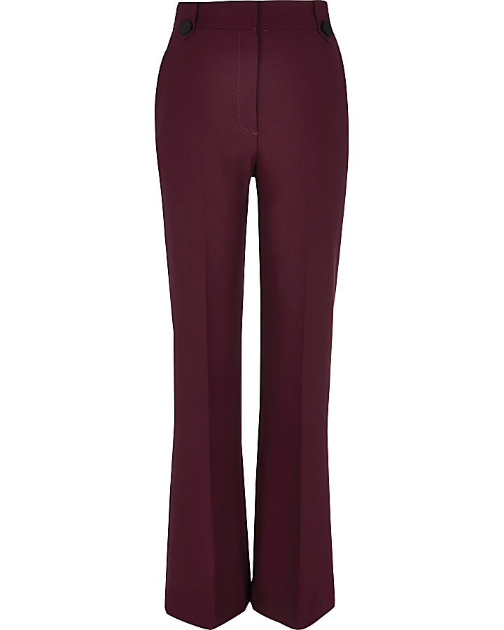 Red flare suit trousers