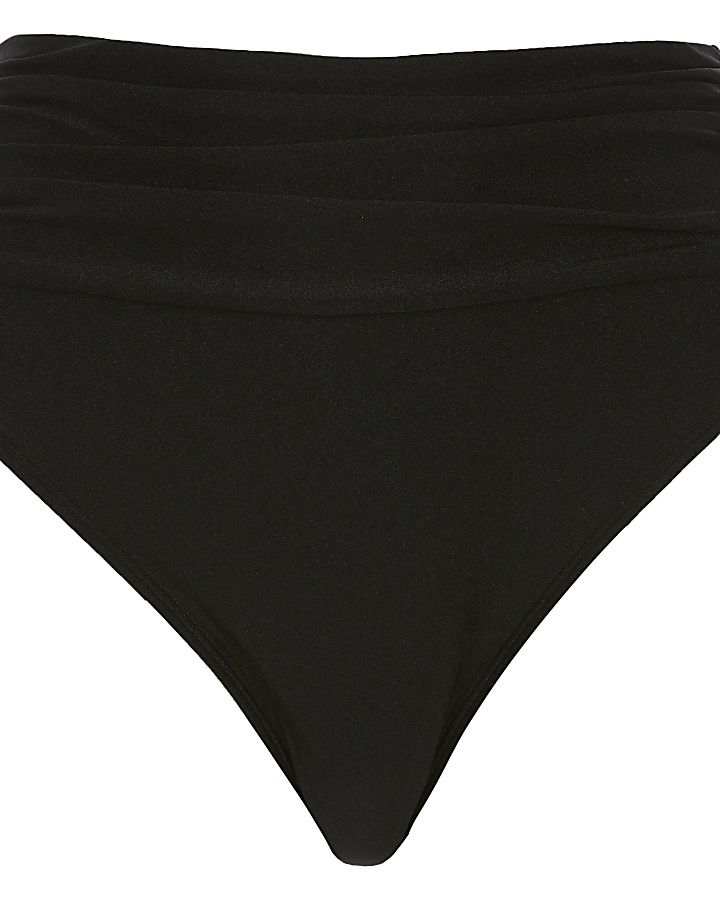 Black ruched high waisted bikini bottoms