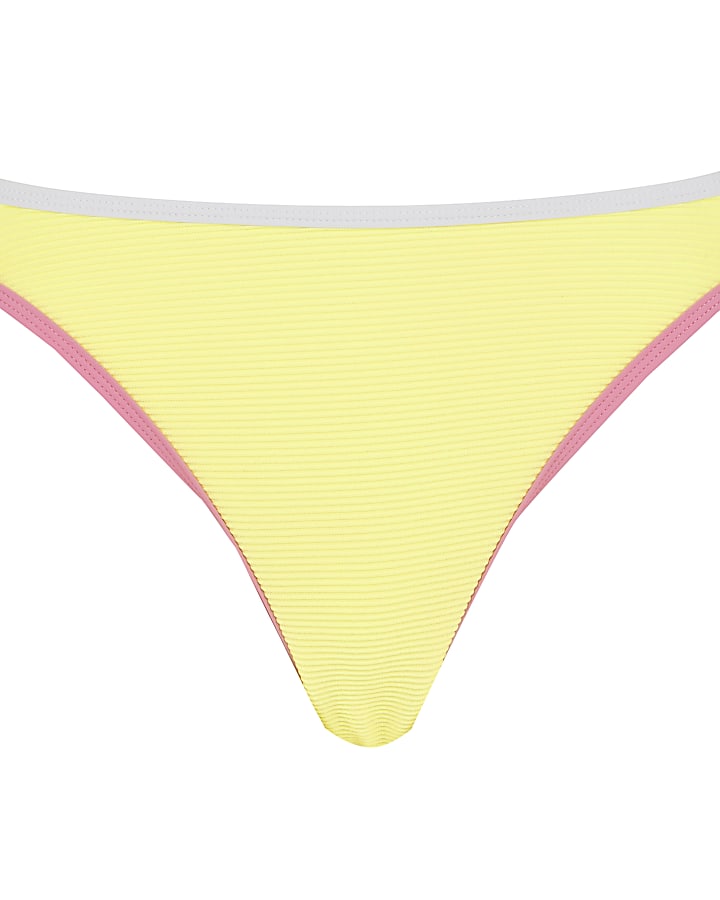 Yellow contrast high leg bikini bottoms