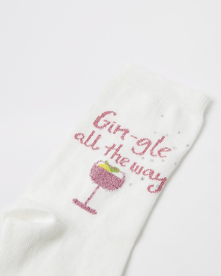 Cream 'Gingle all the way' ankle socks