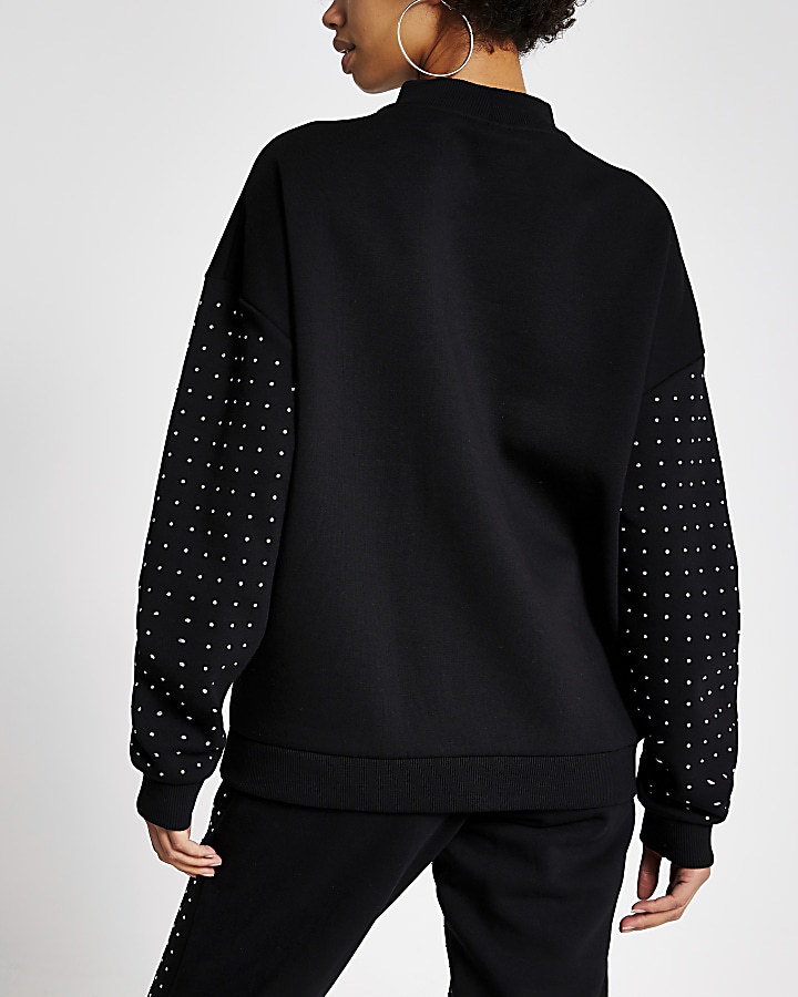 Black RVR diamante embellished sweatshirt