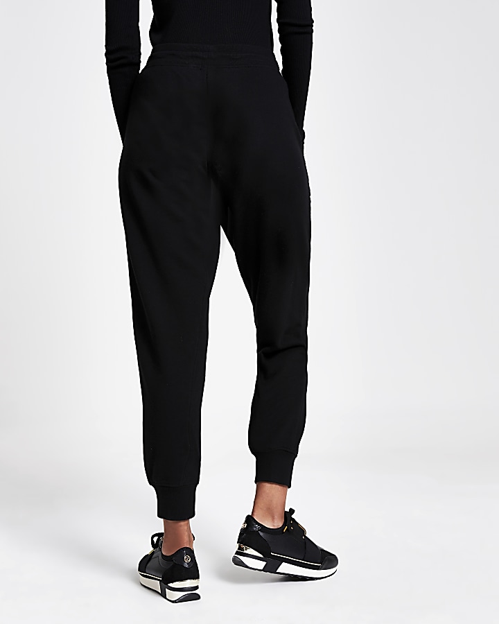 Black RVR embroidered joggers