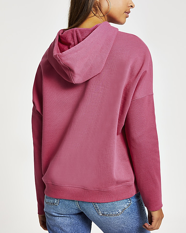 Pink batwing sleeve hoodie