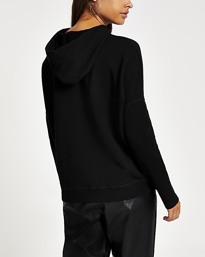 Black batwing sleeve hoodie