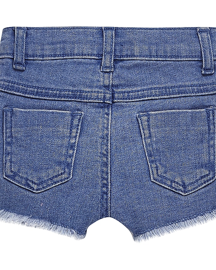 Mini girls blue denim shorts