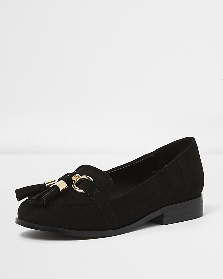 Girls black snaffle loafers