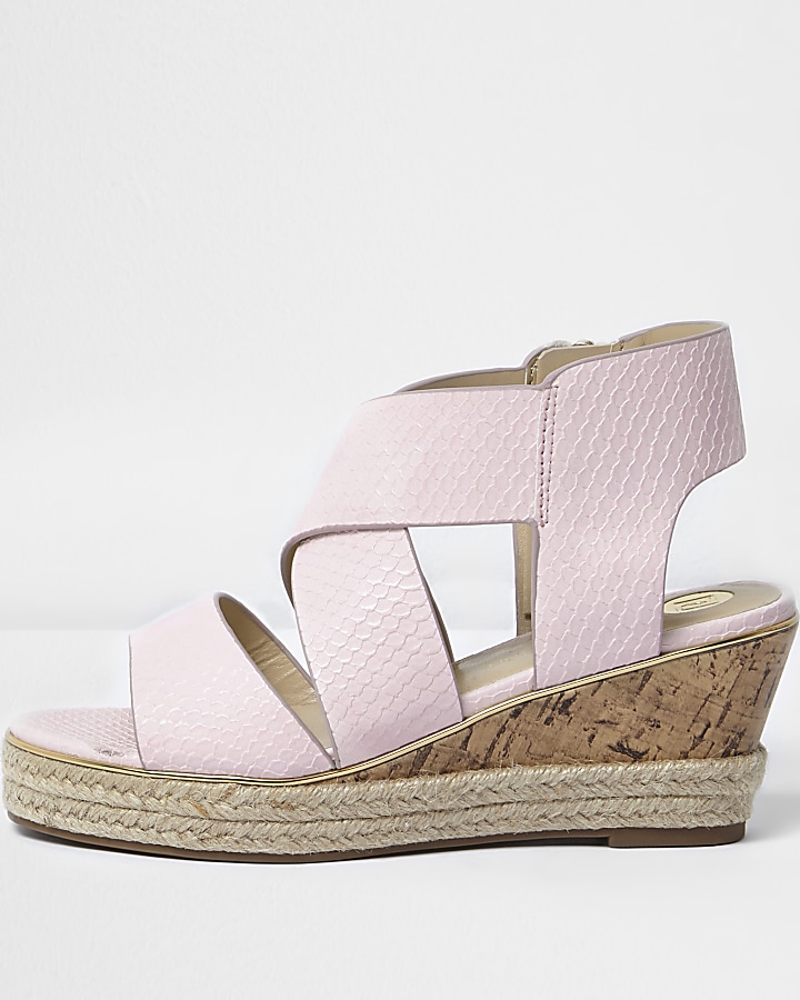 Girls light pink wedge sandals