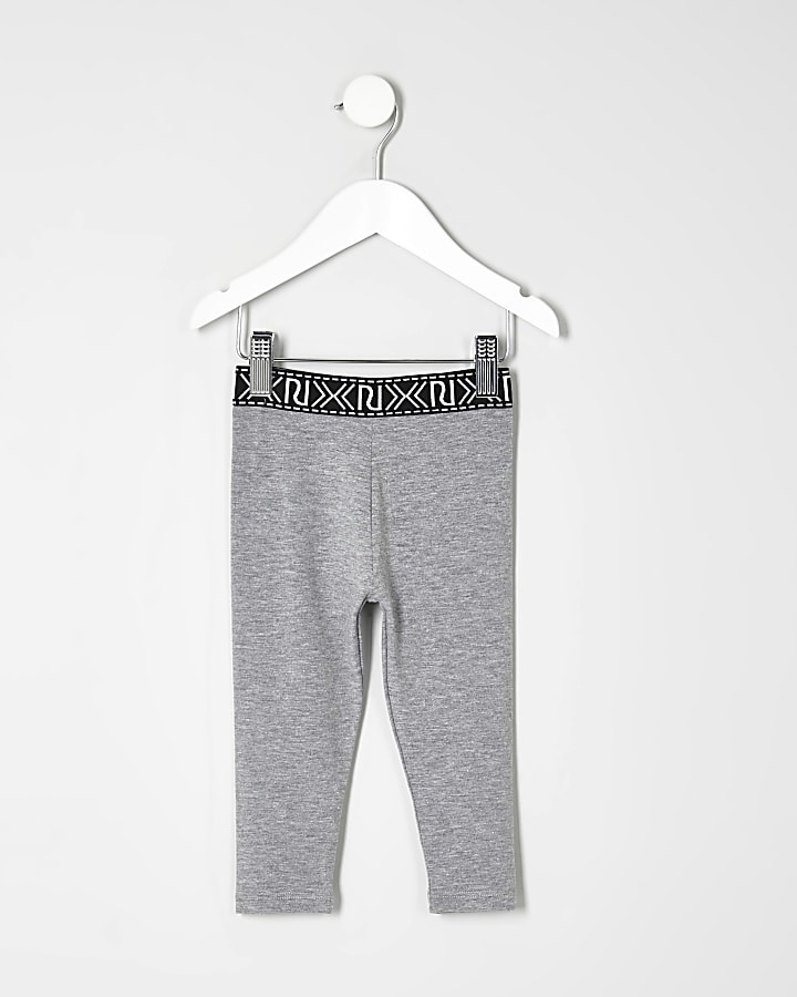 Mini girls grey branded leggings