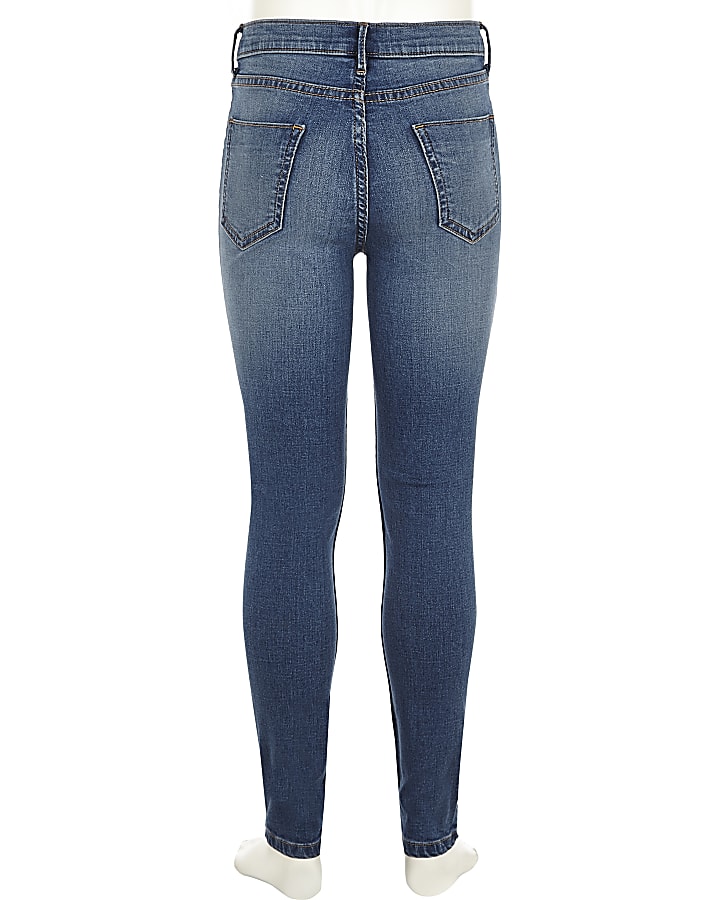Girls blue mid wash Molly jeggings