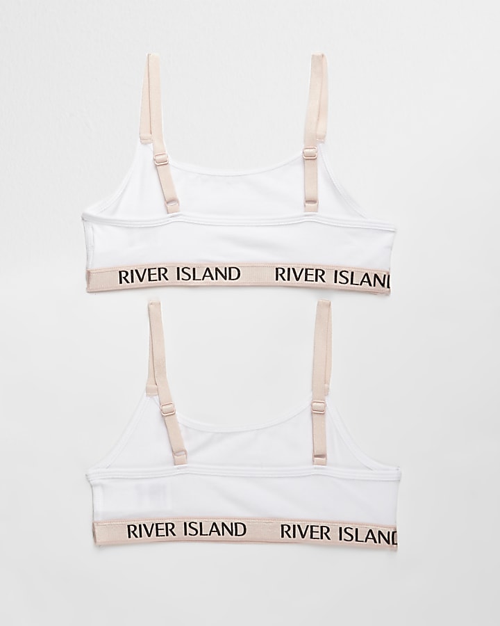 Girls white contrast cami crop top pack